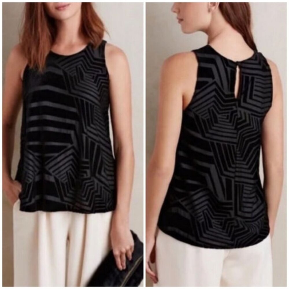 Anthropologie Sunday in Brooklyn Labyrinth Tank Top Geometric Velvet Small